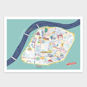 Illustrated Map of Avignon poster Colorful wall decoration Travel souvenir Urban art South of France image 2