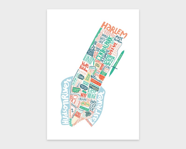 Affiche Carte de la ville de New York, cadeau déco pour voyageur ou fan des USA map design illustration image 2