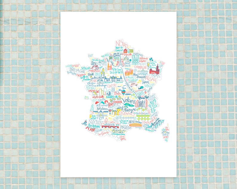 Poster Map of France of monuments and tourist places image 1