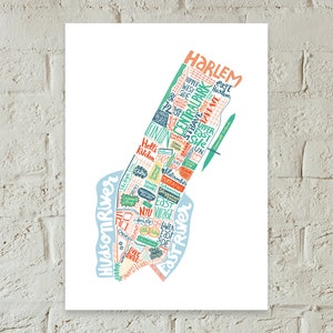 New York city map fine art print wall art Manhattan New york City map travel art New York Print map print Manhattan print travel print city image 3