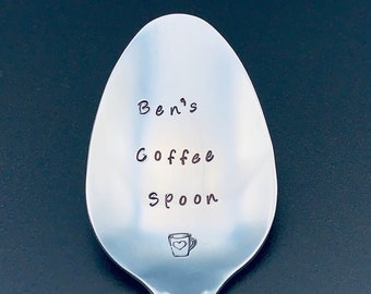 Coffee Spoon for coffee lovers / Unique Gift for coworker / gift for work/ Hand Stamped Spoon/Personalized Spoon/ christmas Gift/fathers day