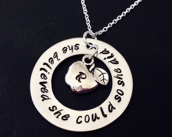 She Believed She Could So She Did Necklace - Affirmation Necklace - Motivation Necklace -Graduation gift -Girl Achiever, graduation cap