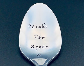 Tea spoon-Hand Stamped Spoon -Personalized Spoon -gift for Tea Lovers -Gift for Best Friend, Gift for Grandpa, Gift for Mom