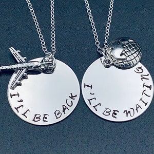 I'll Be Back - I'll Be Waiting - Couples Set LDRship Long Distance Love or Friendship-gift for LDR-Long Distance Relationship Necklace Set