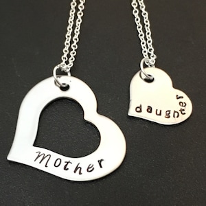 Mother Daughter Necklaces - Mother Daughter Jewelry - Heart Necklaces - Mother&#39;s Day Gift - Friendship - mothers day /Valentine&#39;s Day Gift