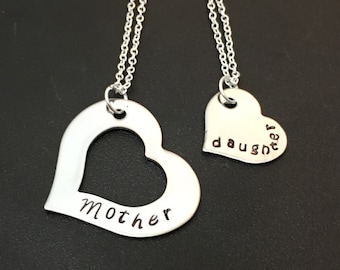Mother Daughter Necklaces - Mother Daughter Jewelry - Heart Necklaces - Mother's Day Gift - Friendship - mothers day /Valentine's Day Gift