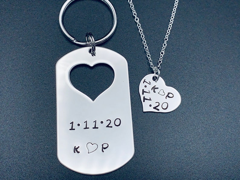 Personalized Keychain Couples Necklacecouples Keychains Etsy