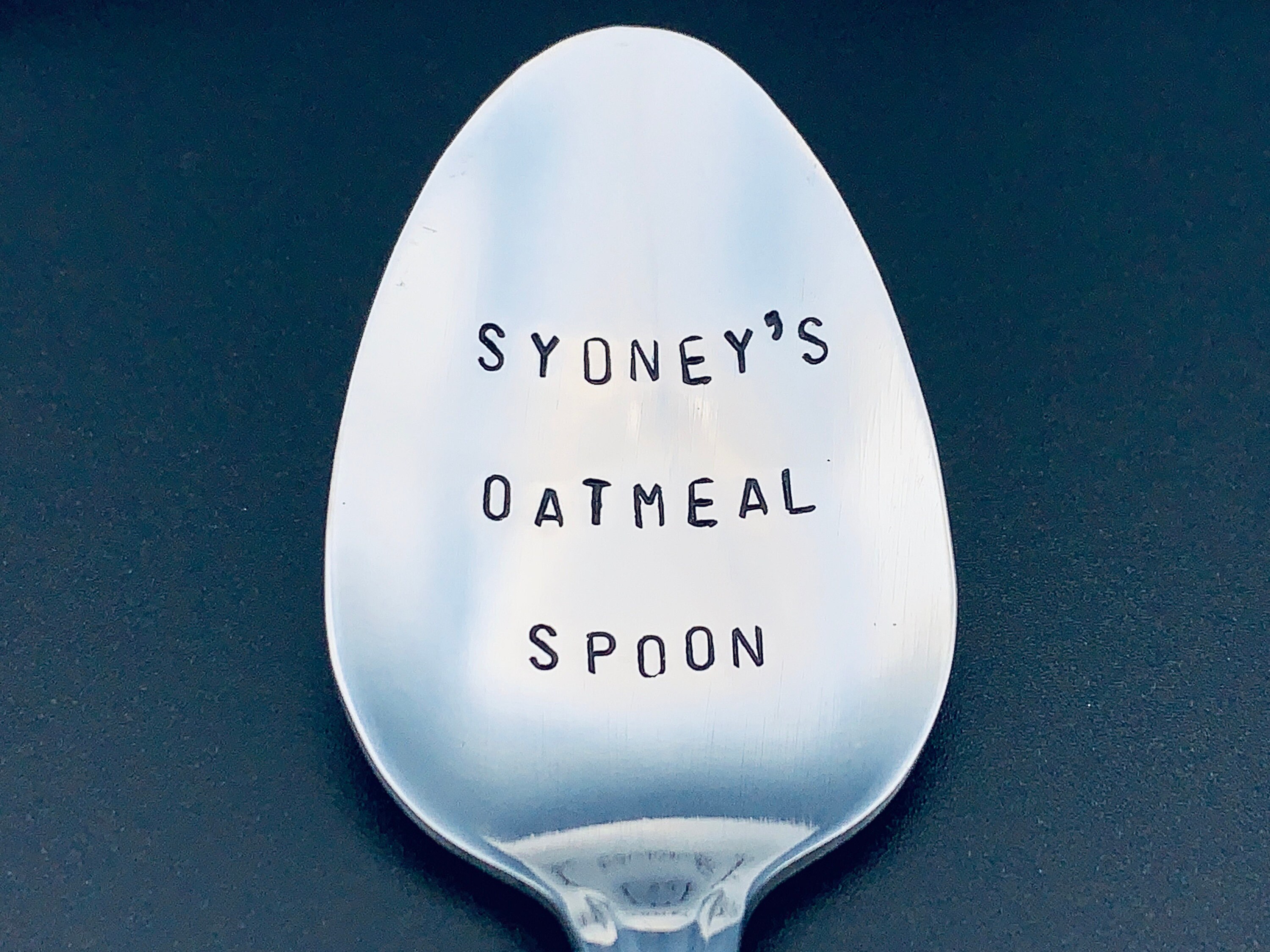 Oatmeal spoon-Hand Stamped Spoon -Personalized Spoon -Message of Choice -Gift for Best Friend, Gift for Boyfriend, Gift for Grandpa, I