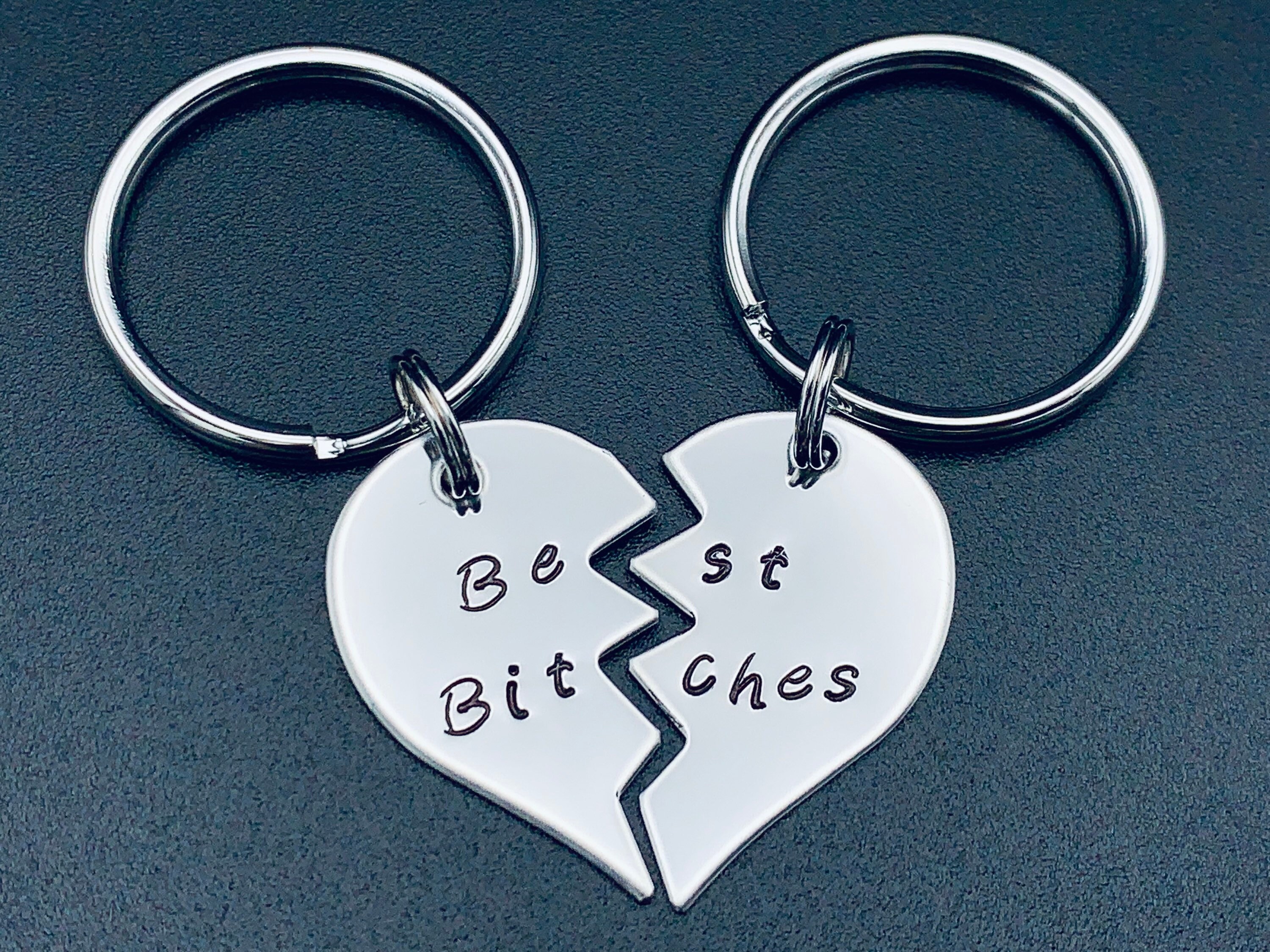 Best B&tches Hand Stamped Key Chains Matching Best Friends | Etsy