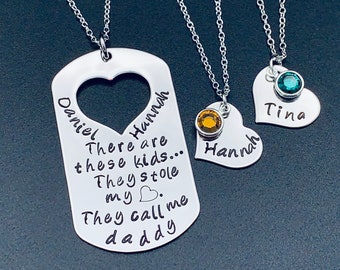 Personalized Christmas Gift Hand Stamped Daddy Daughter Set Daddy's Girl...Stole my Heart Gift for Dad Father's Day Gift/Valentine's Gift