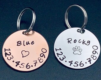 Handstamped Pet Tag / Personalized Dog Tag / Pet Tag / Dog Tag / Dog ID Tag / Pet Tag for Dogs / Custom Dog Tag / Copper Dog Tag Handstamped