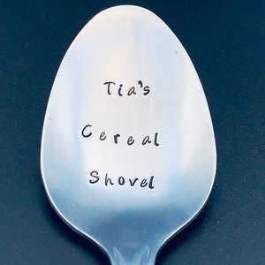 Cereal Shovel / Unique Gift/Boyfriend / Teenager / Husband / Cereal Lover / Hand Stamped Spoon / Personalized Spoon/ cereal spoon