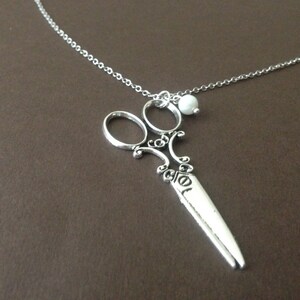 Vintage Silver Scissors Charm Necklace