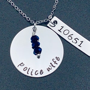 Personalized Thin Blue line Police Wife Necklace- Police Officer Necklace-personalized -sheriff wife-deputy wife-trooper wife-thin blue line