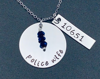 Personalized Thin Blue line Police Wife Necklace- Police Officer Necklace-personalized -sheriff wife-deputy wife-trooper wife-thin blue line