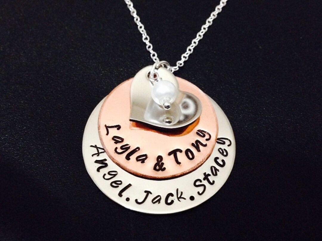 Personalized Family Necklace With Kids Names and Birthstones/necklace