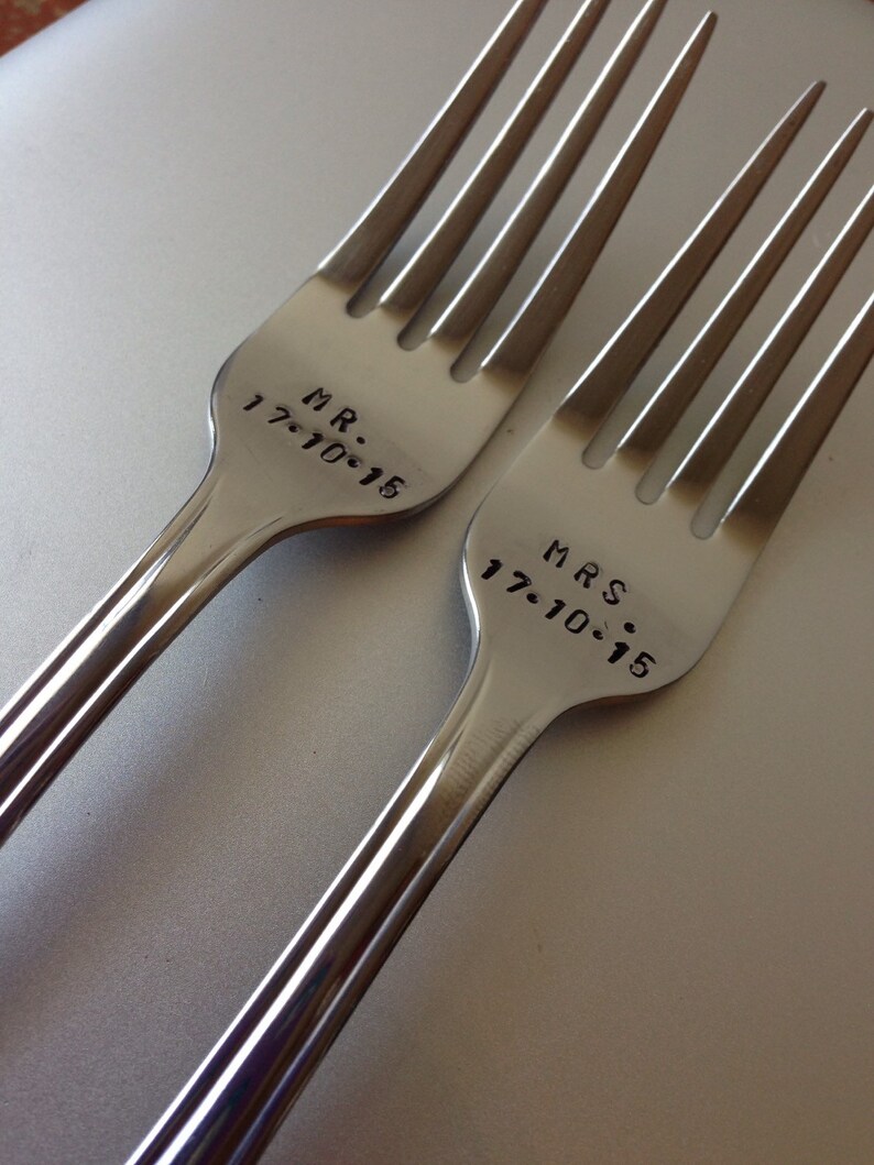 CUSTOM Forkshand Stampedpersonalized Forks message of Etsy