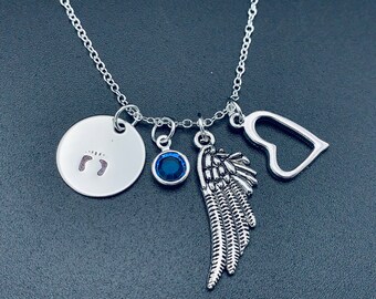 Säugling Verlust Erinnerung Halskette, Mama des Engels Baby - Hand gestempelt - personalisierte Schmuck - Edelstahl