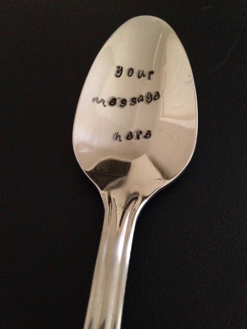 Hand Stamped Spoon Personalized Spoon Message of Choice Etsy