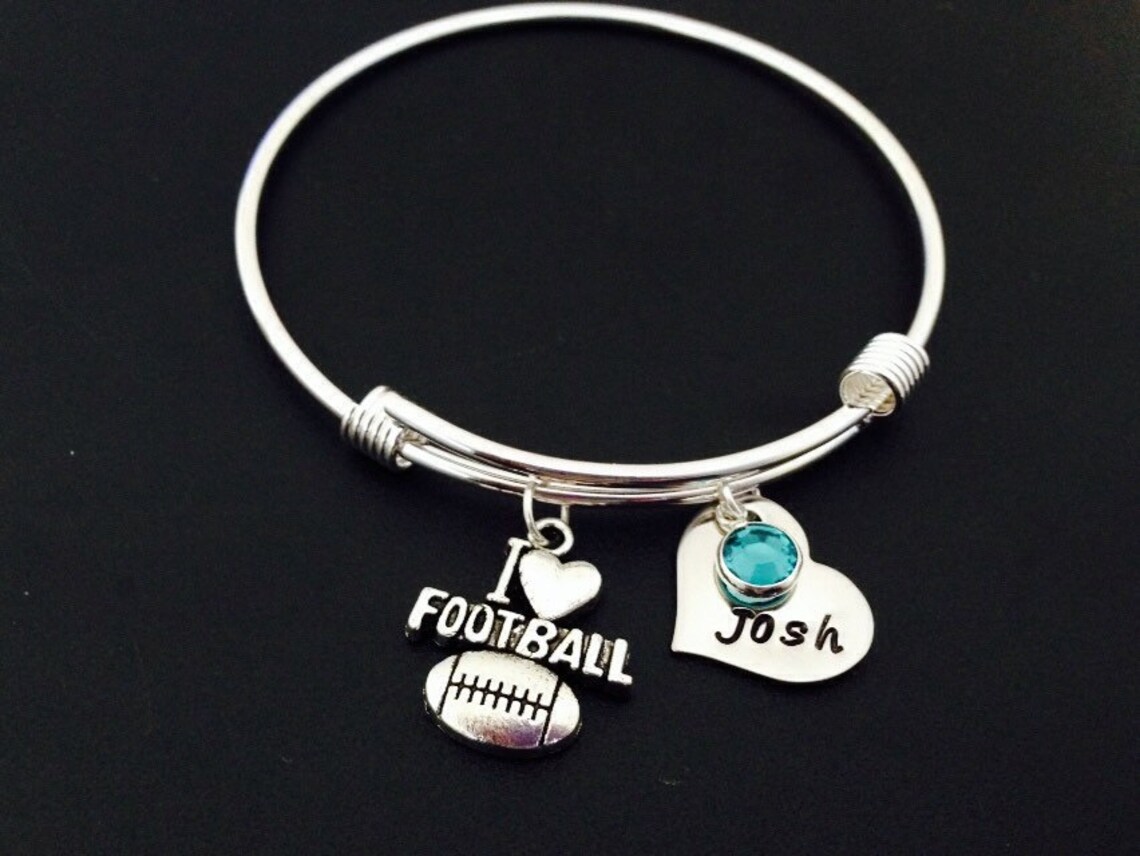 I Love Football Bracelet Personalized Bangle Bracelet Etsy
