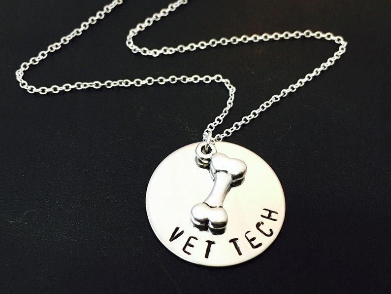 VET TECH Dog Bone Necklace or Keychainhand Stamped Jewelry Etsy