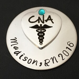 Personalized Pin for CNA Cadeceus / Nurses / Nursing Student /Nursing Pinning Ceremony /CNA / Nursing Graduate Pin copper or stainless steel