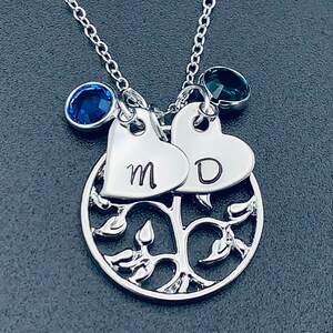 Mothers Necklace Tree of Life Necklace Birthstone Jewelry Necklace -925 Silver Necklace Family Tree Charm Necklace Personalized Necklace