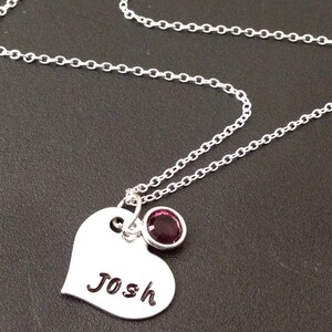Personalized Stainless Heart Necklace Hand Stamped Heart - Etsy