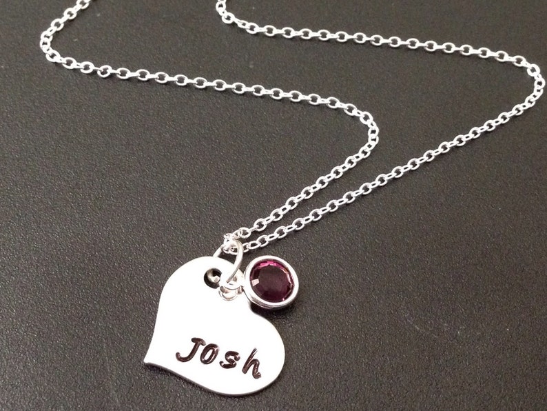 Personalized Stainless Heart Necklace Hand Stamped Heart - Etsy