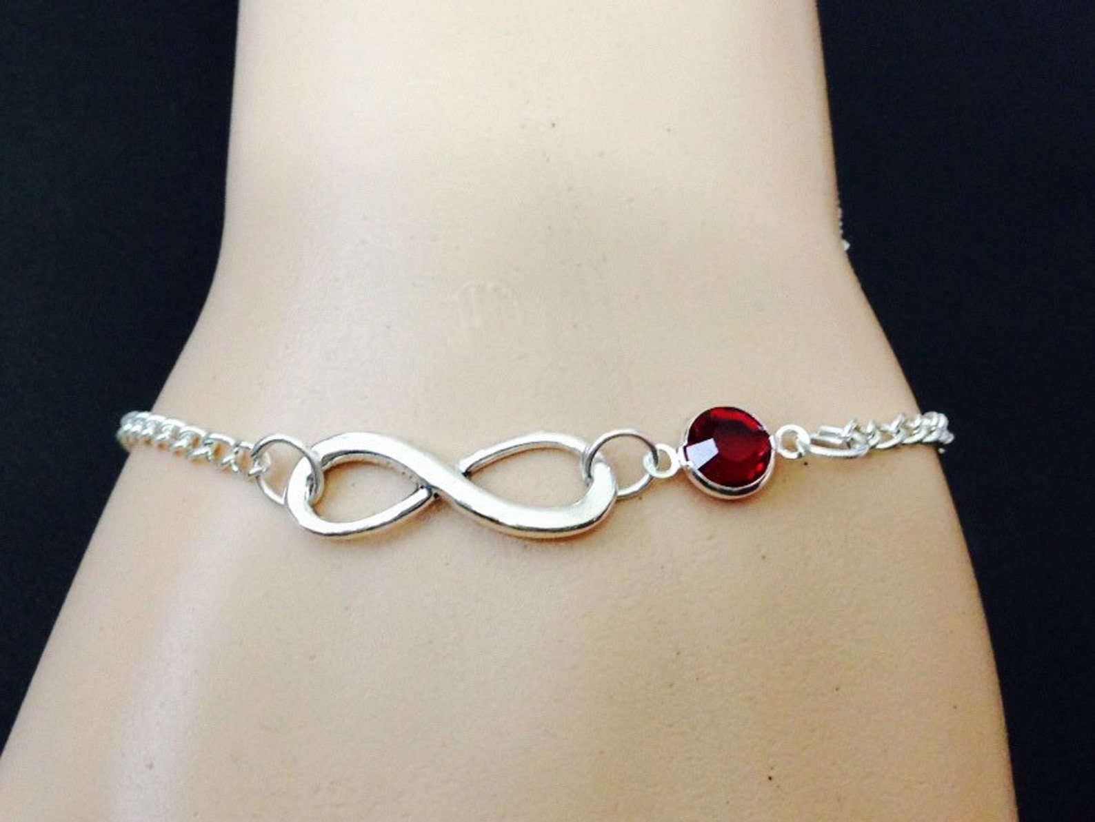 Infinity Bracelet. Infinity Link With Swarovski Birthstone Etsy