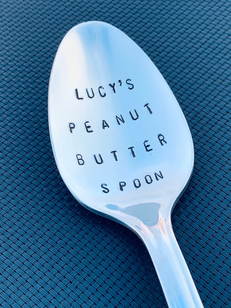 Christmas Gift \/ Peanut Butter  Spoon \/ Unique Gift\/Boyfriend \/ Teenager \/ Peanut Lover \/ Hand Stamped Spoon \/ Personalized Spoon