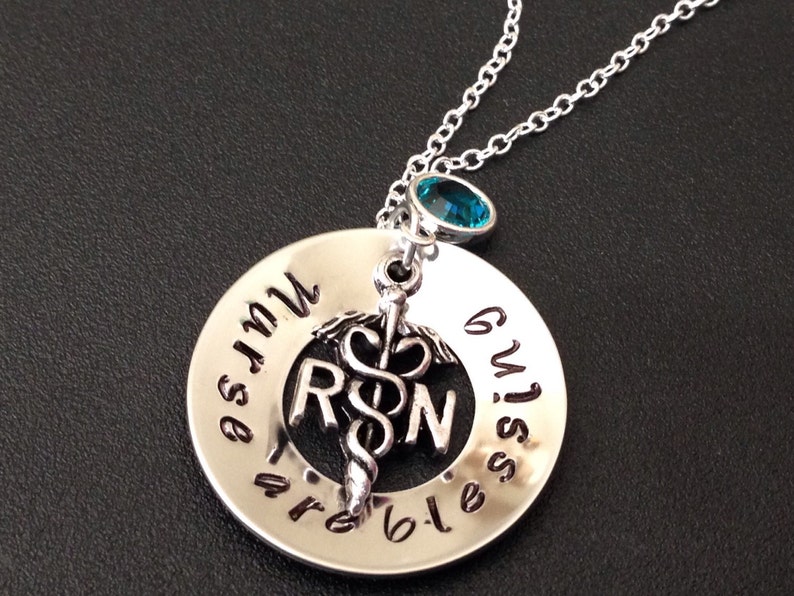Hand Stamped Jewelry / RN Necklace / Nurses / Nursing Student Etsy