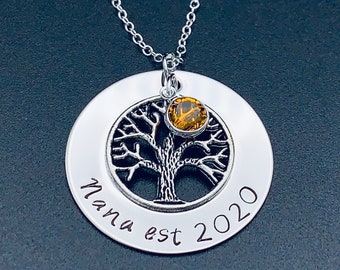 Hand Stamped Jewelry-Personalized Mother's Necklace-Tree of life family necklace established necklace / family necklace