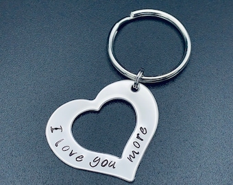 personalizedI Love You Keychain - Handstamped Keychain  - Heart Keychain-stainless steel