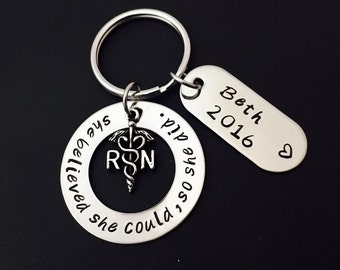 She Believed She Could So She Did Keychain -Affirmation Keychain - Motivational Keychain -Graduation gift -Girl Achiever, graduation cap #48