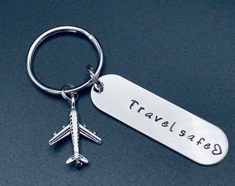 Hand Stamped Travel  Safe Keychain/ Gift For Him-Gift For Her / Personalized Gift