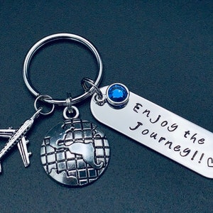 Hand Stamped Enjoy The journey Keychain/ Gift For Him-Gift For Her / Personalized Gift /christmas gift / ldr