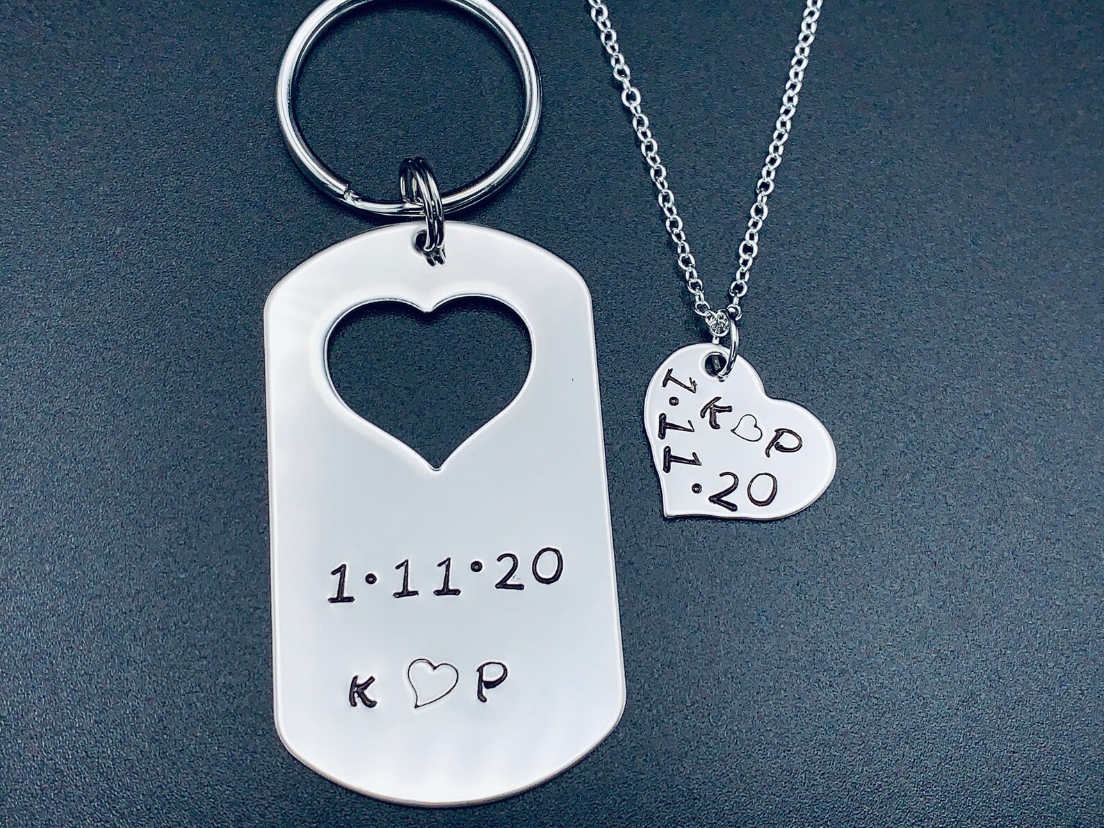 Personalized Keychain Couples Necklacecouples Keychains Etsy