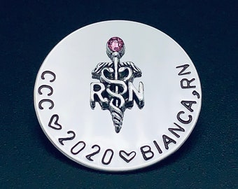 Personalized Pin for RN LPN or Caduceus /bsn /Nurses / Nursing Student /  Nursing Pinning Ceremony / RN pin / Lpn Pin / Nursing Graduate #11