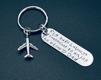 Hand Stamped Fly Safe always come back home Keychain/ Gift For Him-Gift For Her / Personalized Gift/Valentine's Day Gift/gift from her/gift
