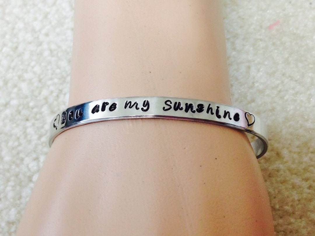 You Are My Sunshine Bracelet Personalized Bracelet Hand Stamped Aluminum Cuff-personalized ...