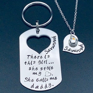 Personalized Father&#39;s Day Gift Hand Stamped Daddy Daughter Set Daddy&#39;s Girl...Stole my Heart Gift for Dad Father&#39;s Day Gift Christmas Gift