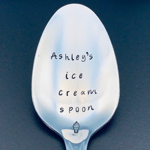 Hand Stamped Spoon -Personalized Spoon -Message of Choice -Gift for Best Friend, Gift for Boyfriend, Gift for Grandpa, Ice cream spoon