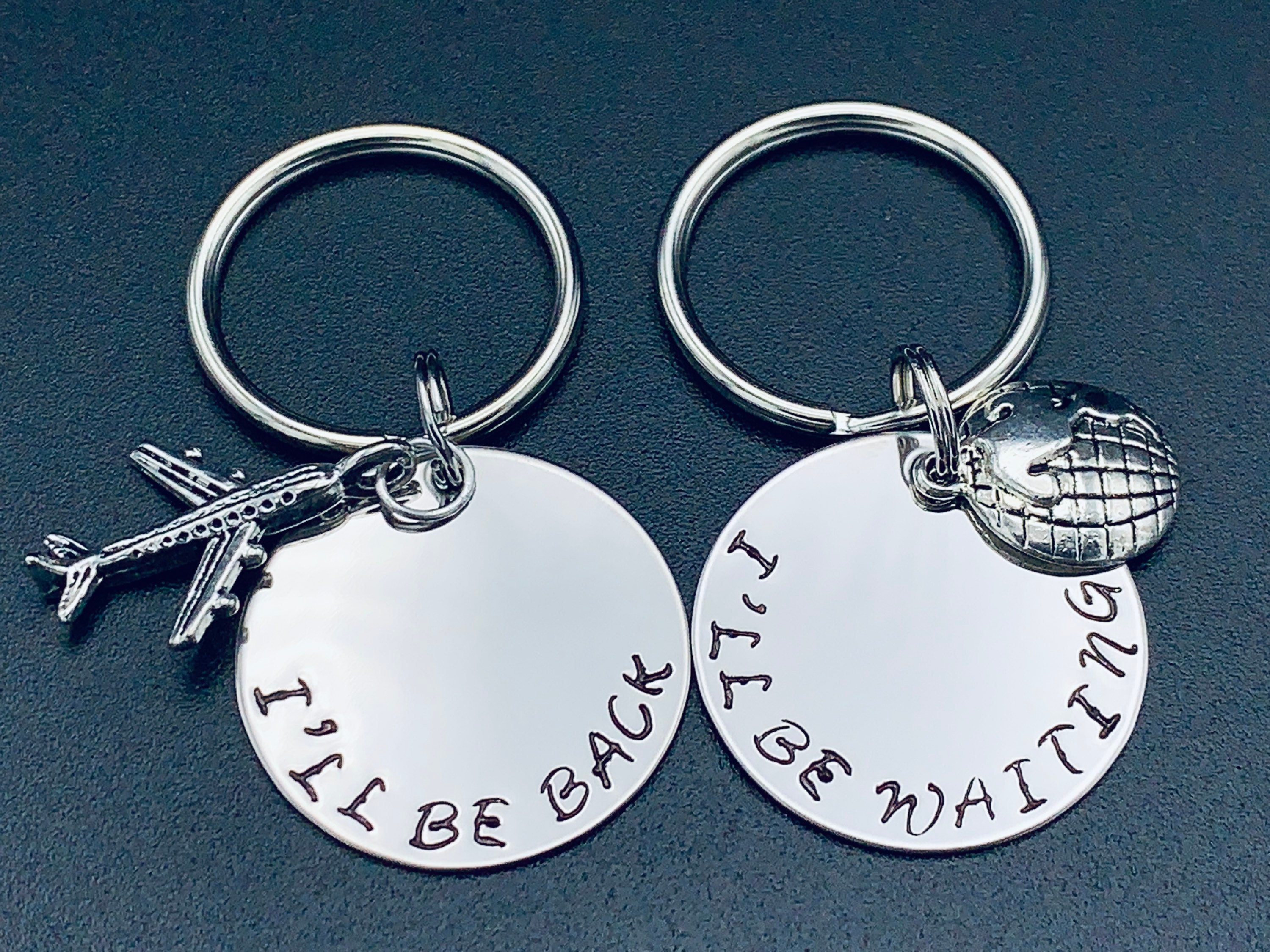 I'll Be There - I'll Be Waiting - Couples Set LDRship Long Distance Love or Friendship-gift for LDR-Long Distance Relationship Keychain Set