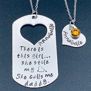 Personalized Father&#39;s Day Gift Hand Stamped Daddy Daughter Set Daddy&#39;s Girl...Stole my Heart Gift for Dad Father&#39;s Day Gift Christmas Gift