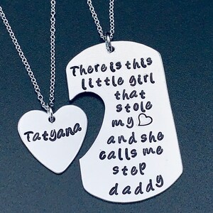 There is this little girl that stole my Heart and she calls me step daddy - father&#39;s day-Personalized Daddy daughter necklace - father&#39;s day