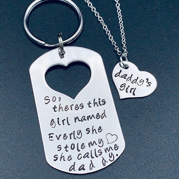 Matching Father Daughter Set. So There Is This Girl Who Kinda Stole My Heart She Calls Me Daddy. Keychain For Dad, Daddy's Girl Necklace