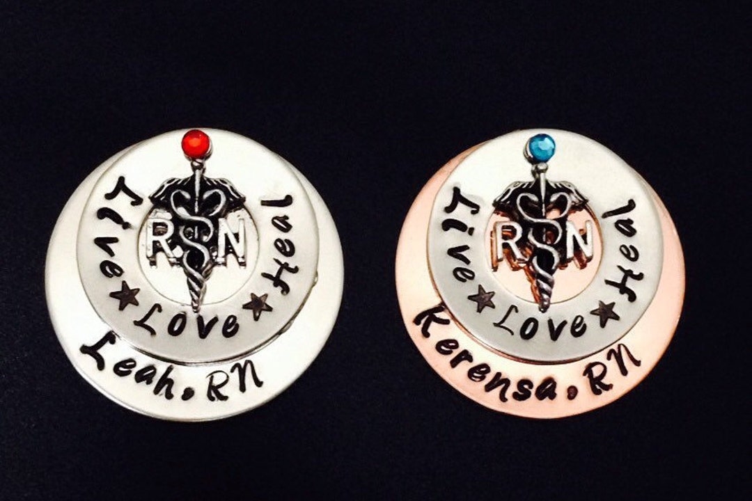 Hand Stamped Pin for RN Nurse Pin / Nursing Pin / Nurses / Etsy