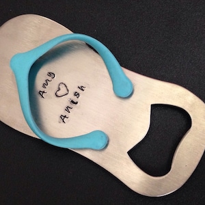 Personalized Gift For Him Bottle Opener - Wedding Best Man Groomsman Birthday Gift - Personalized Flip Flop Bottle Opener - Hand Stamped
