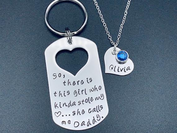 Daddy daughter keychain necklace best sale